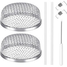 톤다 RV 난로 통풍구 스크린 벌레 방지망 커버 캠퍼용 설치 도구 및 실리콘 고무 포함 2.8 x 1.3 인치 2개 세트, Round 2 Pack