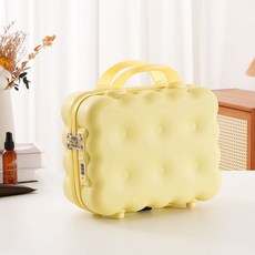 새로운 14인치 화장품 케이스 귀여운 미니 수납함 기념품 휴대용 여행 가방 대용량 스, 연한 노란색