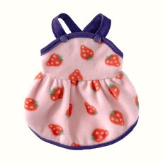 Grooming Dog 寵物狗草莓拼色刷毛連身裙, 粉紅色