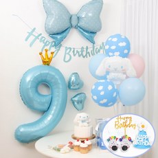 산리오 시나모롤 풍선 생일파티세트, 1개, 9