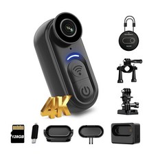 SIXBONDSCAM 4K 미니 바디 카메라 128GB 휴대용 캠 스포츠 동물 야외 애완 위한 모험을 사이클링 액션 핸즈프리 - 엄지 웨어러블 녹화 여행 사이즈 POV