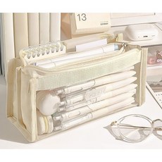 대용량 6단 투명 심플 파우치 필통, 단품, 단품