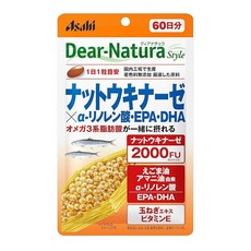 디아나츄라 스타일 너트 키나아제 × - 리놀렌산 · EPA · DHA 60알 60일분 아사히 사프리 Dear-Natura 국내 공장에서 생산 하루 1알 기준 파우치, 1개, 1g