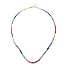 지아지아 아리조나 14K 옐로 골드 사파이어 비즈 네크리스