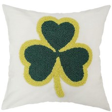 GEEORY 크리스마스 베개 커버 45.7x45.7cm(18x18인치) 자수 트리 장식용 쿠션 케이스 농가 겨울 휴일 장식 소파 및 침대 홈 데코용 (베이지) GX004-1-, 그린 클로버 GEEORY 129843 87057233