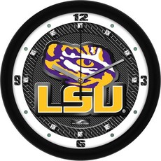 선타임 LSU 타이거스 벽시계 프린트 탄소 섬유 팀 아트 무소음 무틱 없는 쿼츠 무브먼트 115인치, 선타임 LSU 타이거스 벽시계 프린트 탄소 섬유 팀 아