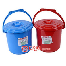 다용도 바케스 6리터 손잡이 원형 주방용 바케스 양동이 플라스틱 생활용 청소용 욕실용 뚜껑 물통, 파랑