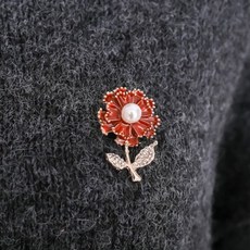 CB14 어버이날 감사 선물 카네이션 진주 큐빅 브로치