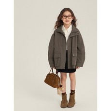 中大童短款風衣 寬鬆休閒工裝外套 兒童秋季大衣