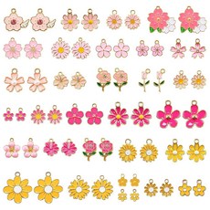 ECLATIS IShyan 하이퀄리티 주얼리 제작용 벚꽃 참 30쌍 DIY 목걸이 디자인 팔찌 귀걸이 제작 및 공예용 다양한 60개화이트+핑크 302978, 다양한 색상