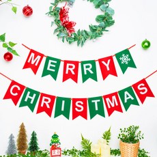 파티팡 크리스마스 장식 펠트 리본 크리스마스 가랜드 [레드앤그린], 2개