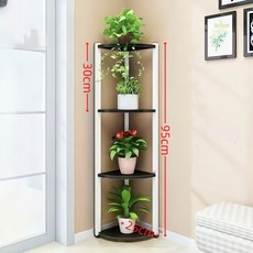 원목 철제 코너 화분 스탠드 다단 삼각형 실내 발코니 거실 진열 수납 선반, 1단, 코너 4층 블랙보드 화이트