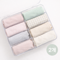 하스몰 깔끔 아크릴 속옷 양말 수납 정리함 8칸, 2개, 투명