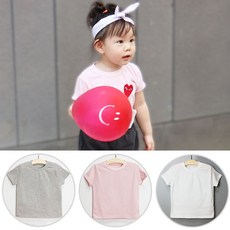 기본 유아 아기 봄여름반팔티셔츠 워싱 싱글 목시보리