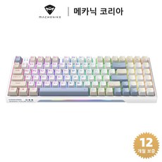 Machenike 메카닉 K500 Pro 유선 기계식 키보드 94키 풀배열 RGB 저소음 키보드, 화이트/배이지(유선), K500 Pro-B94, 은축