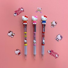 헬로키티 피규어 3색 볼펜 0.7mm, 핑크