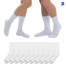 청춘양말 듀얼 발땀안차는 면100 남성용 큰발 장목 양말 무지쿠션 스포츠, 화이트, 10개