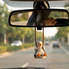 비니오 감성 자동차 꾸미기 소품 차량용 오리 인형 백미러 걸이, 1개, 화이트