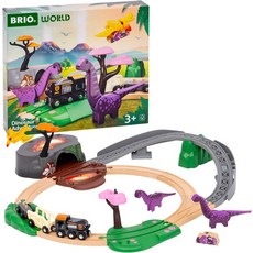 BRIO 월드 공룡 어드벤처 세트 2피스 FSC 인증 우드 트레인 및 액세서리 모든 철도 세트와 함께 작동 엔진 마차 2대 트랙 등 3세+, BRIO World – 36094