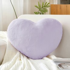 하트베개 하트쿠션 부드럽고 귀여운 토끼털라이크 하트쿠션, Light Purple