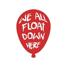 비닐 벽 아트 데칼 - We All Float Down Here 78.7cm x 55.9cm 트렌디하고 재미있고 무서운 풍선 모양 디자인 할로윈 시즌 스티커 거실 입구 사무실