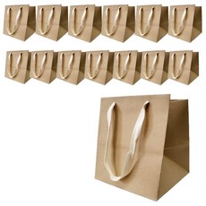 크라프트 사각쇼핑백 컬러끈, 추가없음, 1개, 크라프트+아이보리끈 14p