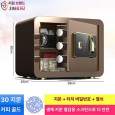 가정용 소형 미니 지문인식 비밀번호 금고 사무실 침대 옆 보관함, 30cm 지문 비밀번호 (커피골드)