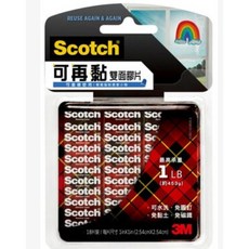 3M Scotch 可再黏雙面膠片 R100S 1 in x 1 in 18片裝, 1個