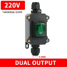 1/5/20pcs IP65 방수 해양 로커 스위치 LED 12V/24V/220V 야외 정션 박스 인라인 전원 코드, 02 5 PCS, 01 Double  green 220V, 1개