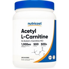 체중 뉴트리코스트 아세틸 L카르니틴(ALCAR) 500그램 1회 제공량당 1000mg L카르니틴 분말, 500g, 1개