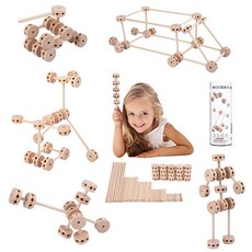 정품++ QZJVKBXY 나무 빌딩 블록 STEM 학습 및 를 위한 교육용 창의적인 건설 선물 60개, 정품++ QZJVKBXY 나무 빌딩 블록, STEM 학