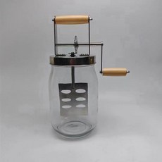 버터메이커 수제 버터 핸들형 만드는 유리 휘퍼 주방 홈메이드 용기 간편 생크림 기계 수동, 1개, 1500ml