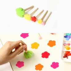 스틱손잡이 꽃도장 별도장 모양스펀지 5종세트 물감미술프로그램