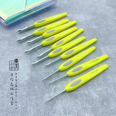 手作森林 日本可樂牌 Clover 【霓光鉤針組】 10種尺寸 螢光黃 附收納包 勾針組 43-608 編織工具, 1套, clover 43-608 霓光鉤針組