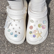 여름 바다 조개 유리알 파츠 슬리퍼 실내화 신발 악세사리 세트