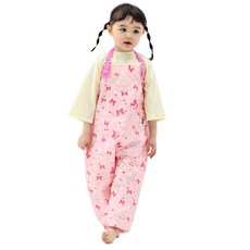 플리에 멜빵형 미술가운/모래놀이바지/갯벌체험옷, 핑크리본