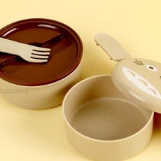소소 토토로 원형 2단 도시락 포크 포함 런치박스