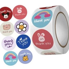 8종 캐릭터 땡큐 롤 스티커 대용량 500매 답례품 다꾸 OC_0404TG
