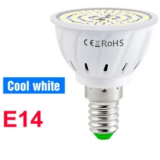 E27 LED 콘 라이트 전구 E14 천장 램프 GU10 B22 샹들리에 G9 차가운/따뜻한 백색 AC 가정용 실내 조명, 02 Cool White 48leds, 05 E14