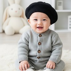 몽실이 프렌치 니트 베레모 유아 화가모자 가을 외출 악세사리 사진촬영