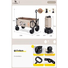 nal_mada 미니웨건 소형웨건 캠핑카트 접이식미니웨건, 1개, 140L 판다 콜라보 집중형 카키