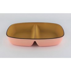 奈島選物 日本製 樹脂分隔盤 211餐盤 减脂餐盤 深盤 輕量盤 露營盤 分菜盤 圓盤 長方盤 耐摔盤 野餐, 1個, 方形分隔盤-粉色