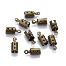 50100개/세트 2 3 4 5 6mm 접이식 미폐쇄 오픈 크림프 엔드 가죽 팁 쥬얼리 용 패스너 걸쇠 도매 만들기, 04 Antique bronze, 01 inner 2mm 100pcs