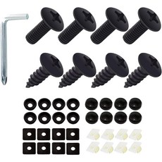 SLIMI 8 PCS 번호판 나사 키트 스테인리스 스틸 볼트 범용 방지 고정 패스너 대부분의 자동차 트럭 SUV블랙용