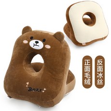 卡通可愛刺繡趴睡枕辦公室午睡靠枕雙面冰絲趴趴枕小學生午休趴枕午睡枕午睡神器趴睡枕辦公室教室桌上睡覺趴趴枕, 棕色熊