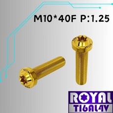 ROYAL 鈦合金螺絲 M10*40F 飛碟頭型螺絲 64鈦 土豪金, 1個
