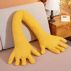 손가락 긴팔 쿠션 베개 모양 봉제 죽부필로우 손모양 차박, 80cm, 테디 플러시 옐로우