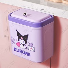 크로스 보더산리오 주방 벽걸이 쓰레기통 플라스틱 휴지통, 쿠로미