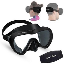 OMGear 다이빙 마스크 스노클링 장비 아동용 성인 스노클 마스크 다이빙 고글 실리콘 수영 안경 코 커버 포함 스쿠버 프리 다이빙 스피어피싱 네오프렌 스트랩 커버 충격 저항, Ink, 1개, 잉크