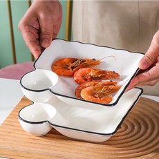 MorningSea 순백 교자 접시 스테이크접시 사각나눔접시 가정용 샐러드 접시 19.3CM, 2개, 화이트